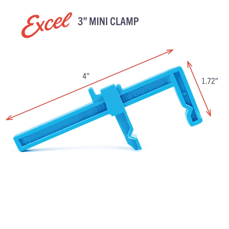 Excel Blades 3-Inch Adjustable Plastic Bar Clamps Set â€“ 6-Pack Mini Woodworking Clamps and Spreaders for Model Building, Crafts, and DIY Woodworking Projects â€“ Inch-Marked Side Beams â€“ Made in USA - Image 2